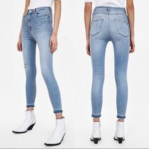 Zara The 80s High Waist Skinny Jean Blue Size 2